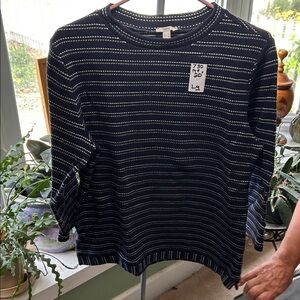 Esprit Men's Dark Blue and White Crewneck Sweater